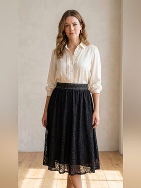 LuLaRoe Black Lace A-Line Skirt